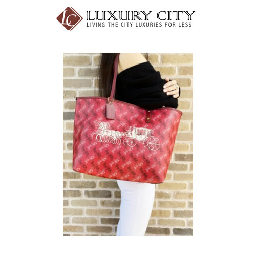 [Luxury City] Coach Hallie Shoulder Bag In Signature Canvas Red Coach-F80298