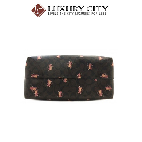 [Luxury City] Coach Reversible City Tote In Signature Canvas With Party Mouse Print Brown/Mahogany Coach-F80231