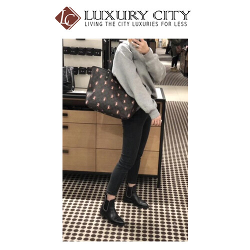 [Luxury City] Coach Reversible City Tote In Signature Canvas With Party Mouse Print Brown/Mahogany Coach-F80231
