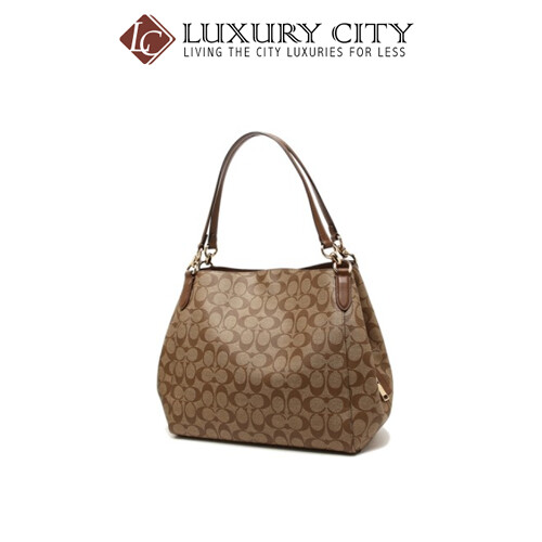 [Luxury City] Coach Hallie Shoulder Bag In Signature Canvas Canvas Coach-F80298