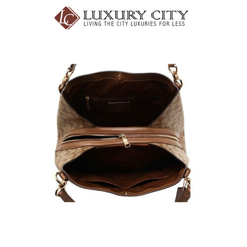 [Luxury City] Coach Hallie Shoulder Bag In Signature Canvas Canvas Coach-F80298