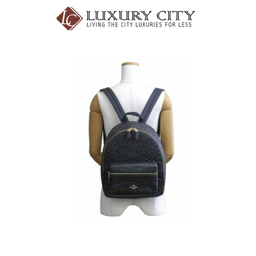 [Luxury City] Coach Medium Charlie Backpack In Signature Leather Black Coach-F49498