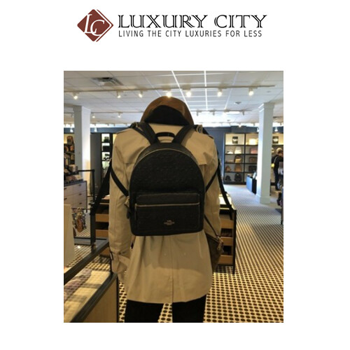 [Luxury City] Coach Medium Charlie Backpack In Signature Leather Black Coach-F49498