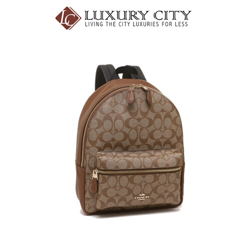 [Luxury City] Coach Medium Charlie Backpack In Signature Canvas Brown Coach-F32200