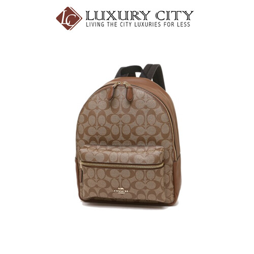 [Luxury City] Coach Medium Charlie Backpack In Signature Canvas Brown Coach-F32200