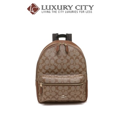 [Luxury City] Coach Medium Charlie Backpack In Signature Canvas Brown Coach-F32200