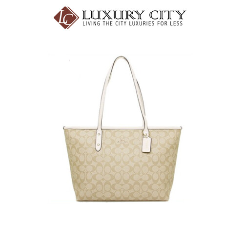 [Luxury City] Coach City Zip Tote In Signature Coated Canvas Coach-F58292 (White)