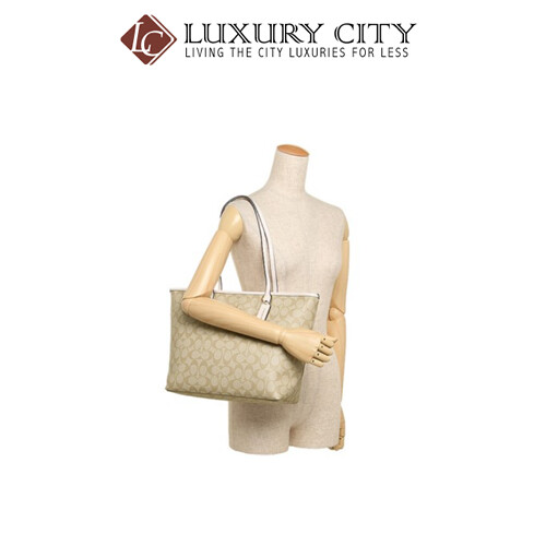 [Luxury City] Coach City Zip Tote In Signature Coated Canvas Coach-F58292 (White)