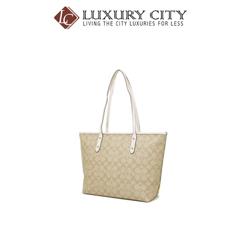 [Luxury City] Coach City Zip Tote In Signature Coated Canvas Coach-F58292 (White)