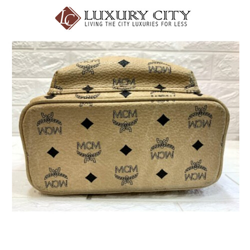 [Luxury City] Preloved Authentic Mcm Studded Mini Backpack Beige