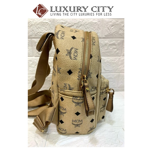 [Luxury City] Preloved Authentic Mcm Studded Mini Backpack Beige