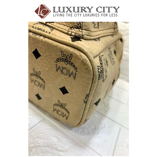 [Luxury City] Preloved Authentic Mcm Studded Mini Backpack Beige