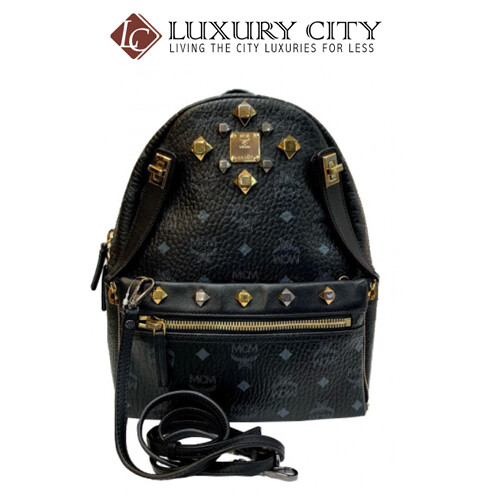 [Luxury City] Preloved Authentic Mcm Black Studded Backpack