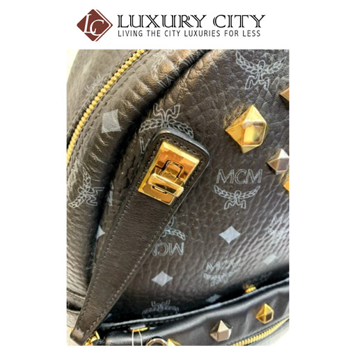 [Luxury City] Preloved Authentic Mcm Black Studded Backpack