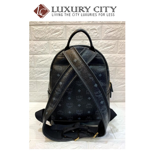 [Luxury City] Preloved Authentic Mcm Black Studded Backpack