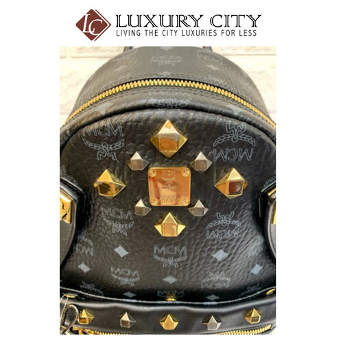 [Luxury City] Preloved Authentic Mcm Black Studded Backpack