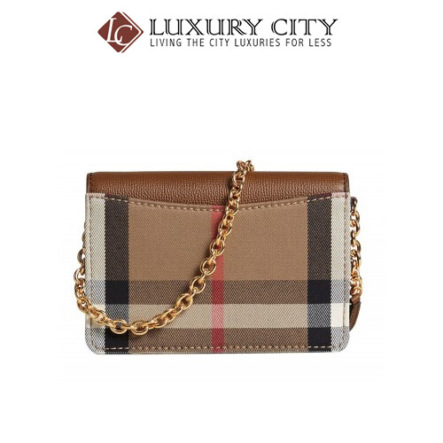 [Luxury City] Burberry Leather and House Check Wallet With Detachable Strap Brown Burberry-40681441