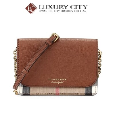 [Luxury City] Burberry Leather and House Check Wallet With Detachable Strap Brown Burberry-40681441