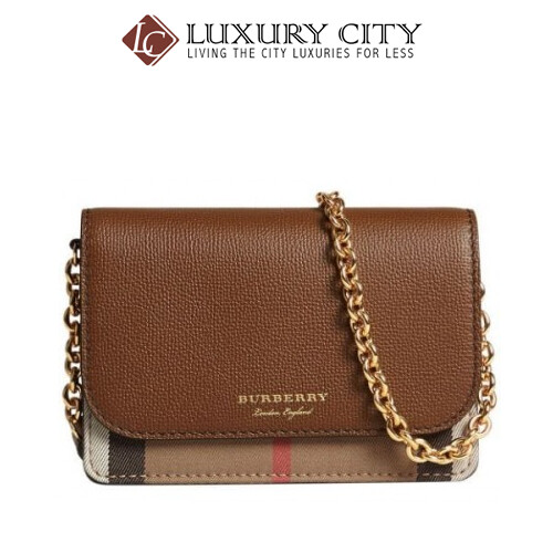 [Luxury City] Burberry Leather and House Check Wallet With Detachable Strap Brown Burberry-40681441