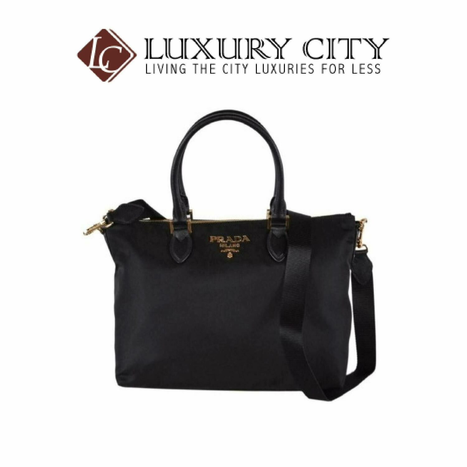 [Luxury City] Prada Borsa A Mano Black Nylon 2-Way Zip Purse Handbag Bag Prada-1BA278