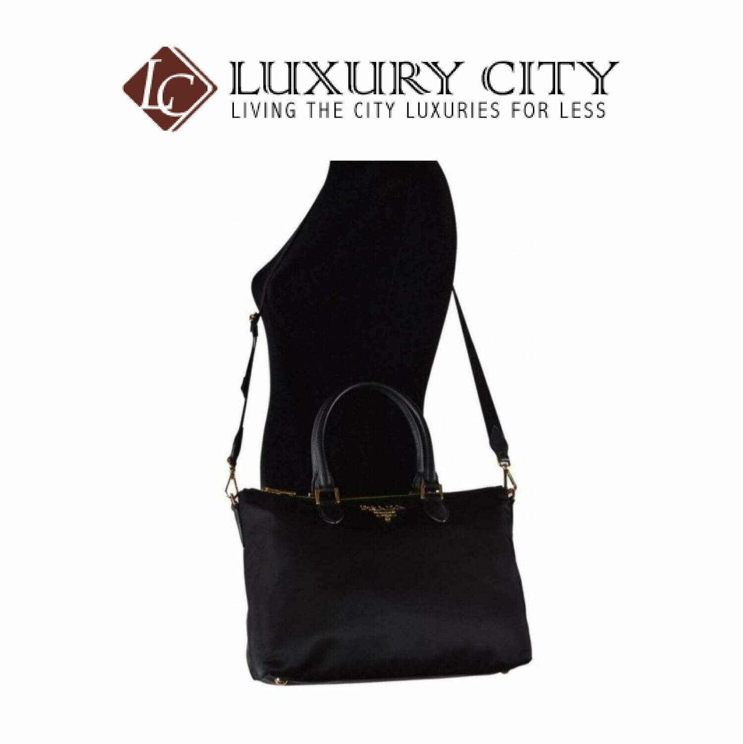 [Luxury City] Prada Borsa A Mano Black Nylon 2-Way Zip Purse Handbag Bag Prada-1BA278