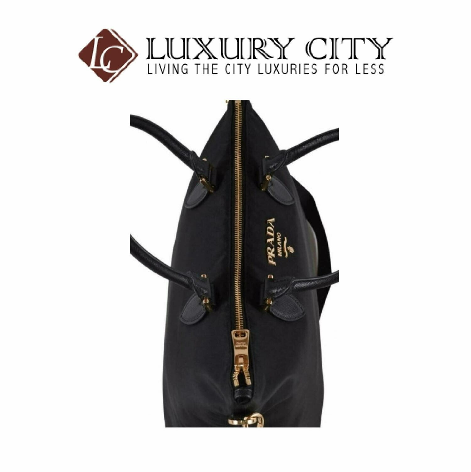 [Luxury City] Prada Borsa A Mano Black Nylon 2-Way Zip Purse Handbag Bag Prada-1BA278