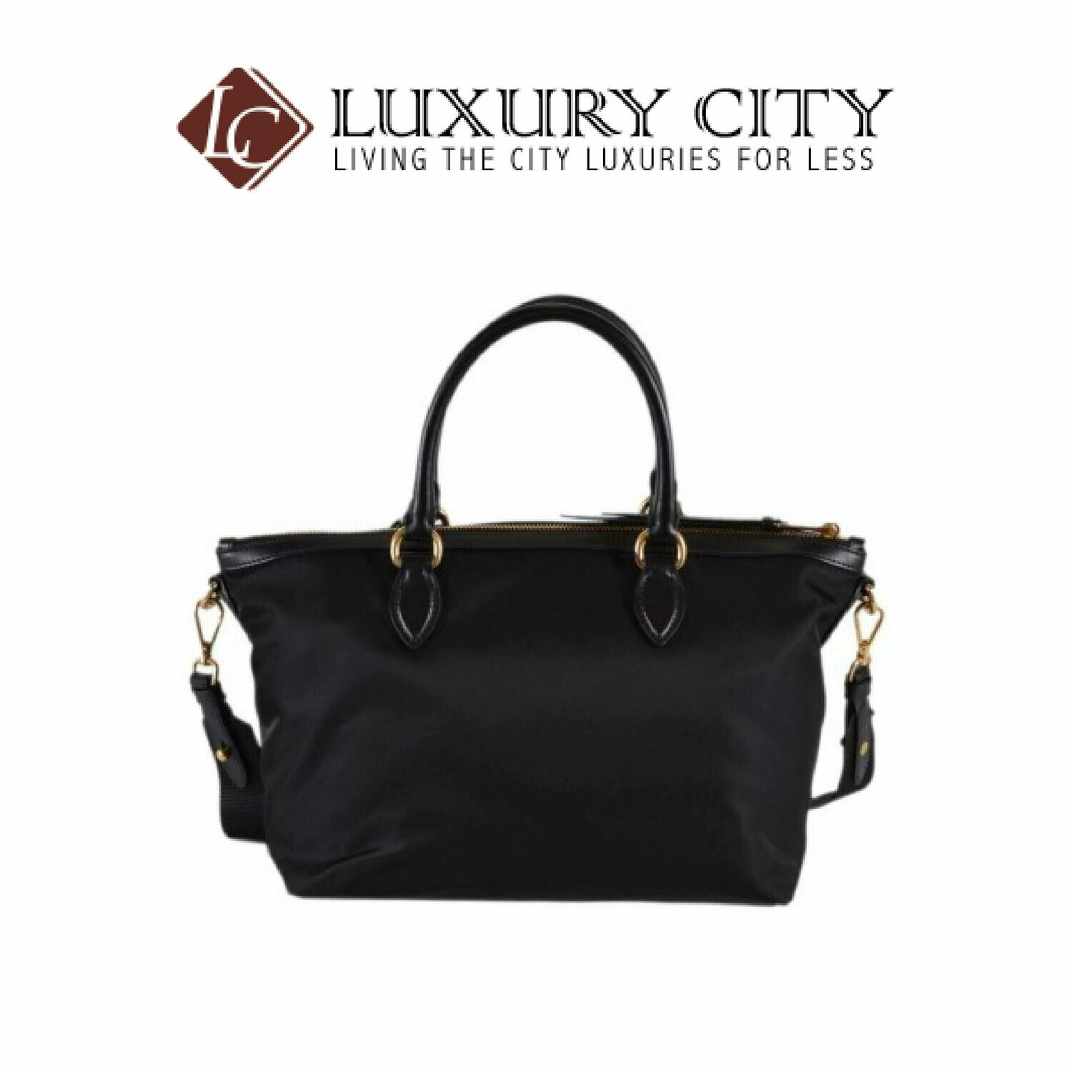 [Luxury City] Prada Borsa A Mano Black Nylon 2-Way Zip Purse Handbag Bag Prada-1BA278