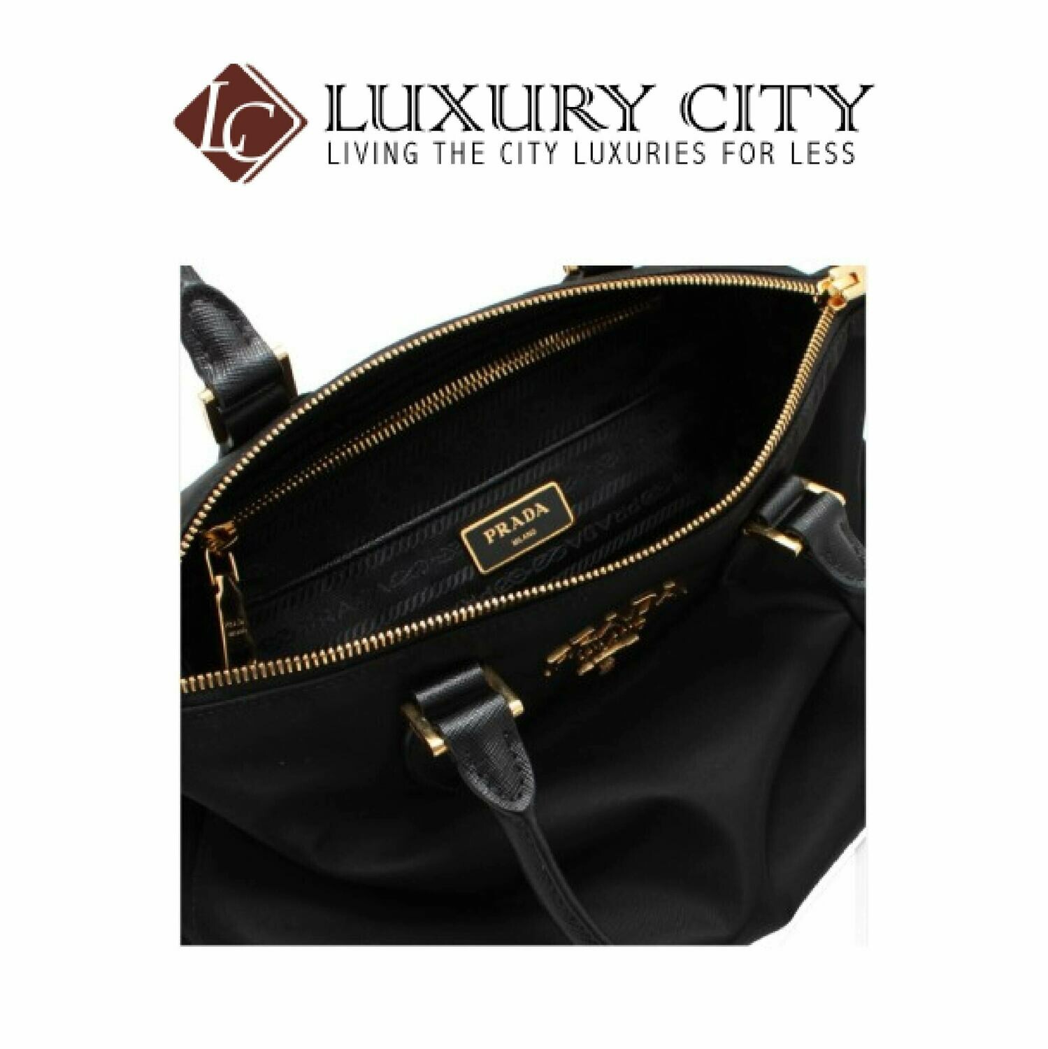 [Luxury City] Prada Tessuto Nylon &amp; Saffiano Leather Satcheol Bag Black Prada-1BA275