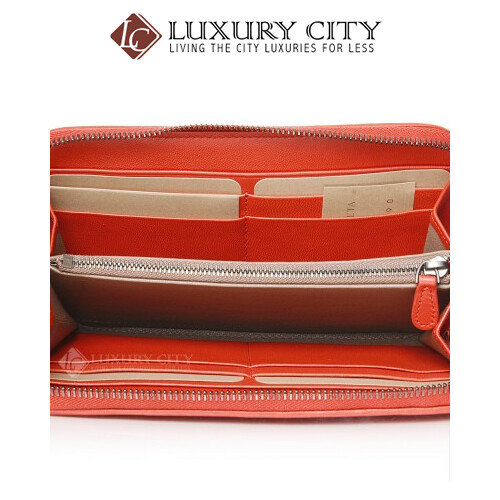 [Luxury City] Bottega Veneta Intrecciato Nappa Zip Around Wallet Coral
