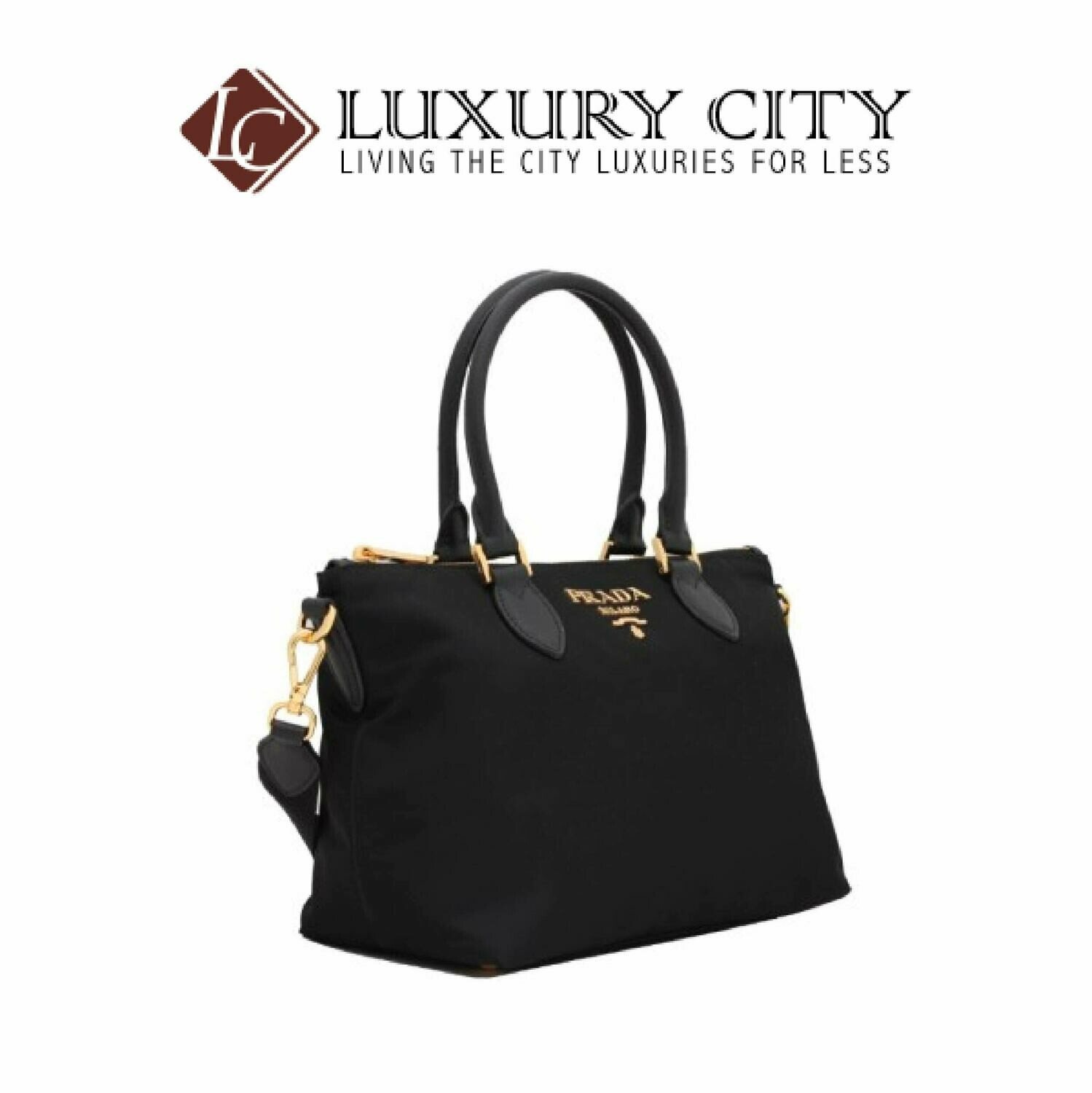 [Luxury City] Prada Tessuto Nylon &amp; Saffiano Leather Satcheol Bag Black Prada-1BA275