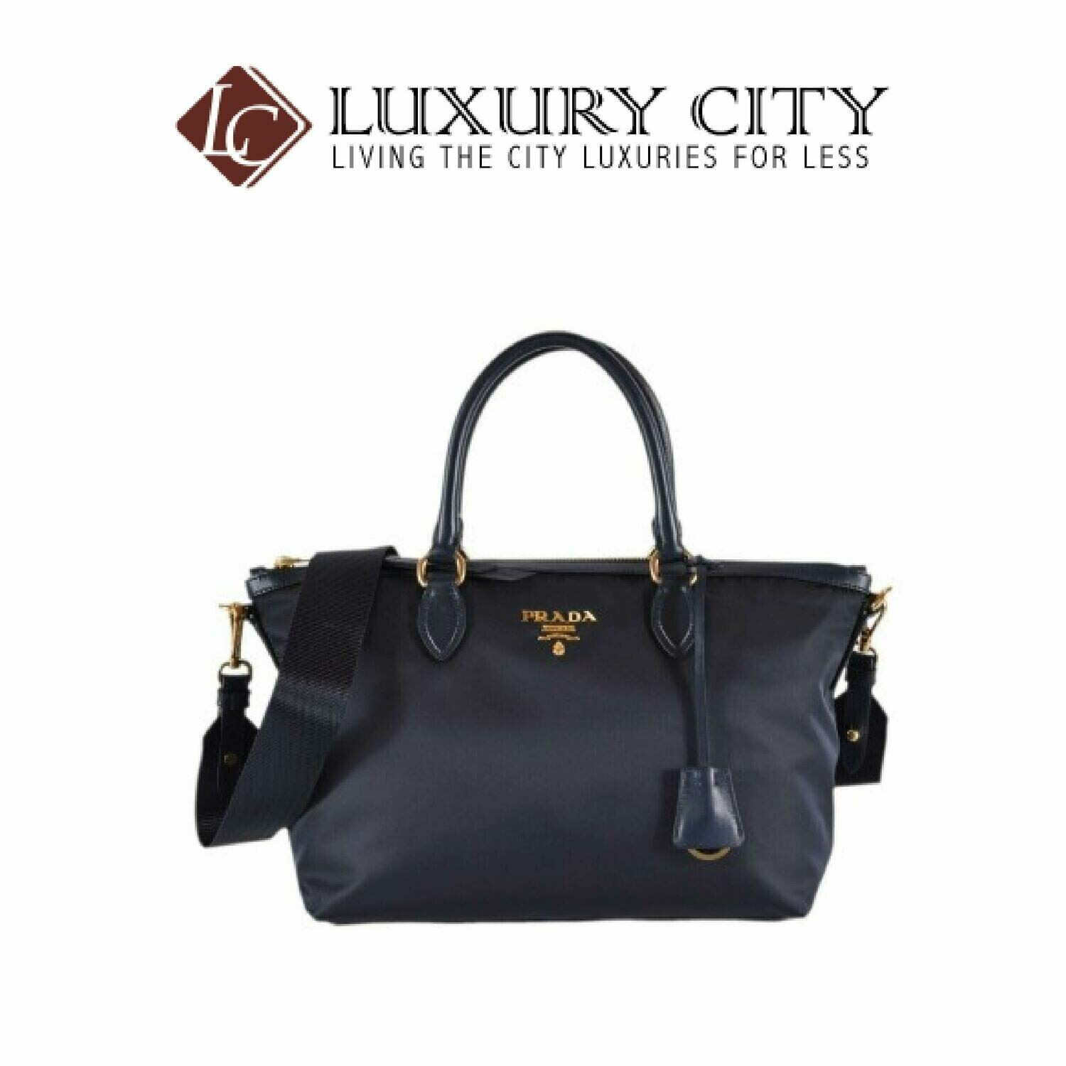 [Luxury City] Prada Borsa A Mano Nylon 2-Way Zip Purse Handbag Bag Blue Prada-1BA104