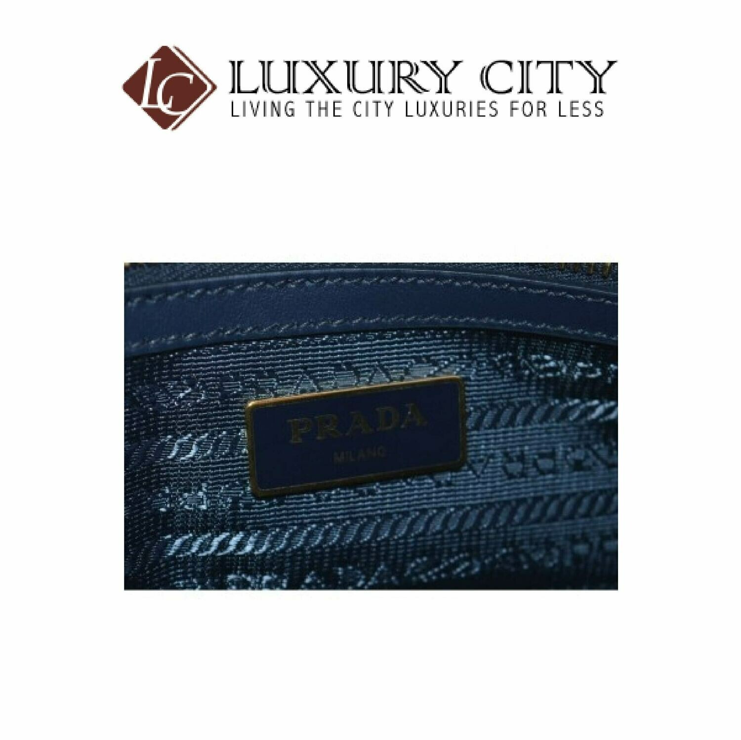 [Luxury City] Prada Borsa A Mano Nylon 2-Way Zip Purse Handbag Bag Blue Prada-1BA104