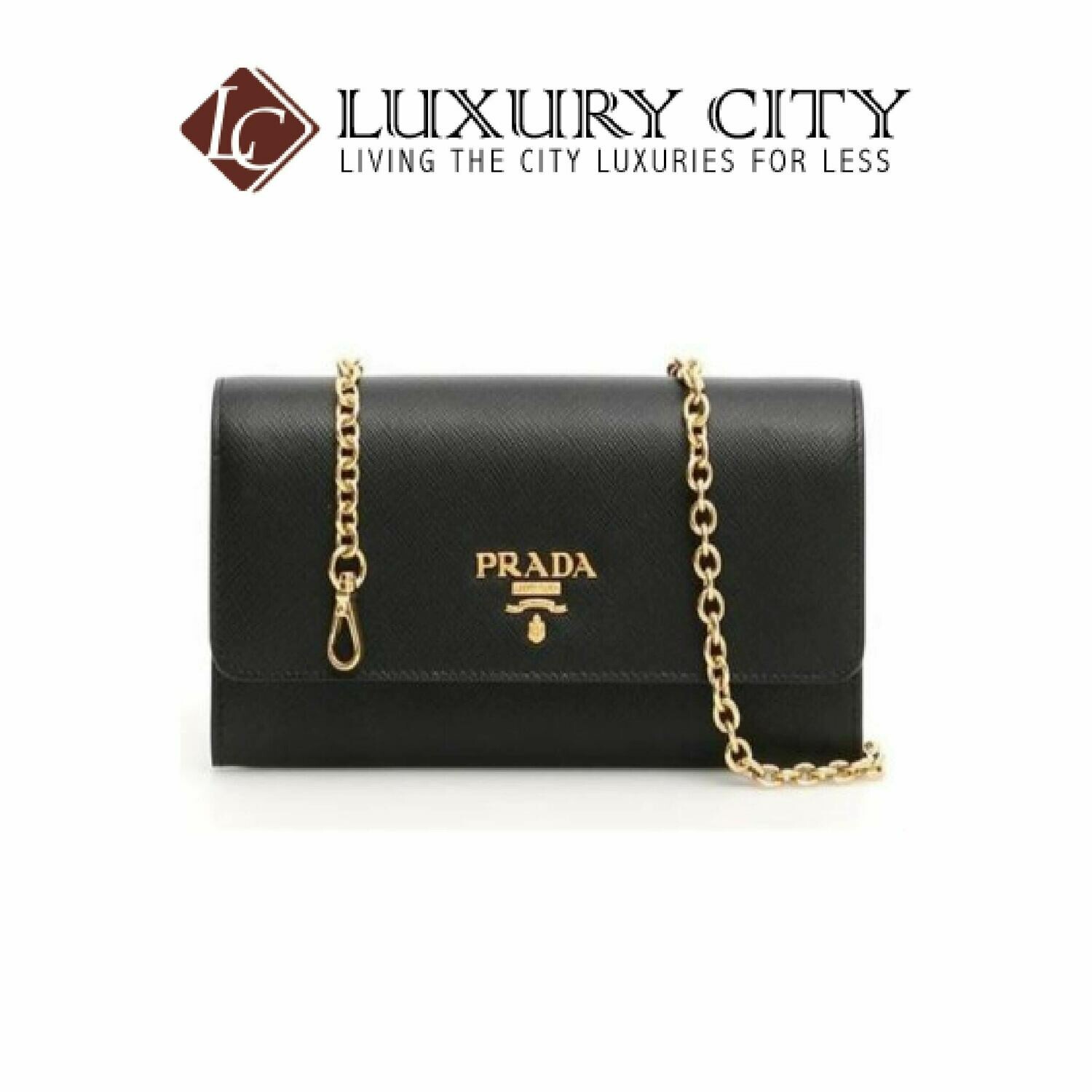 [Luxury City] Prada Saffiano Vernice Saffiano Plain Long Wallet Prada-1DH002 (Black)