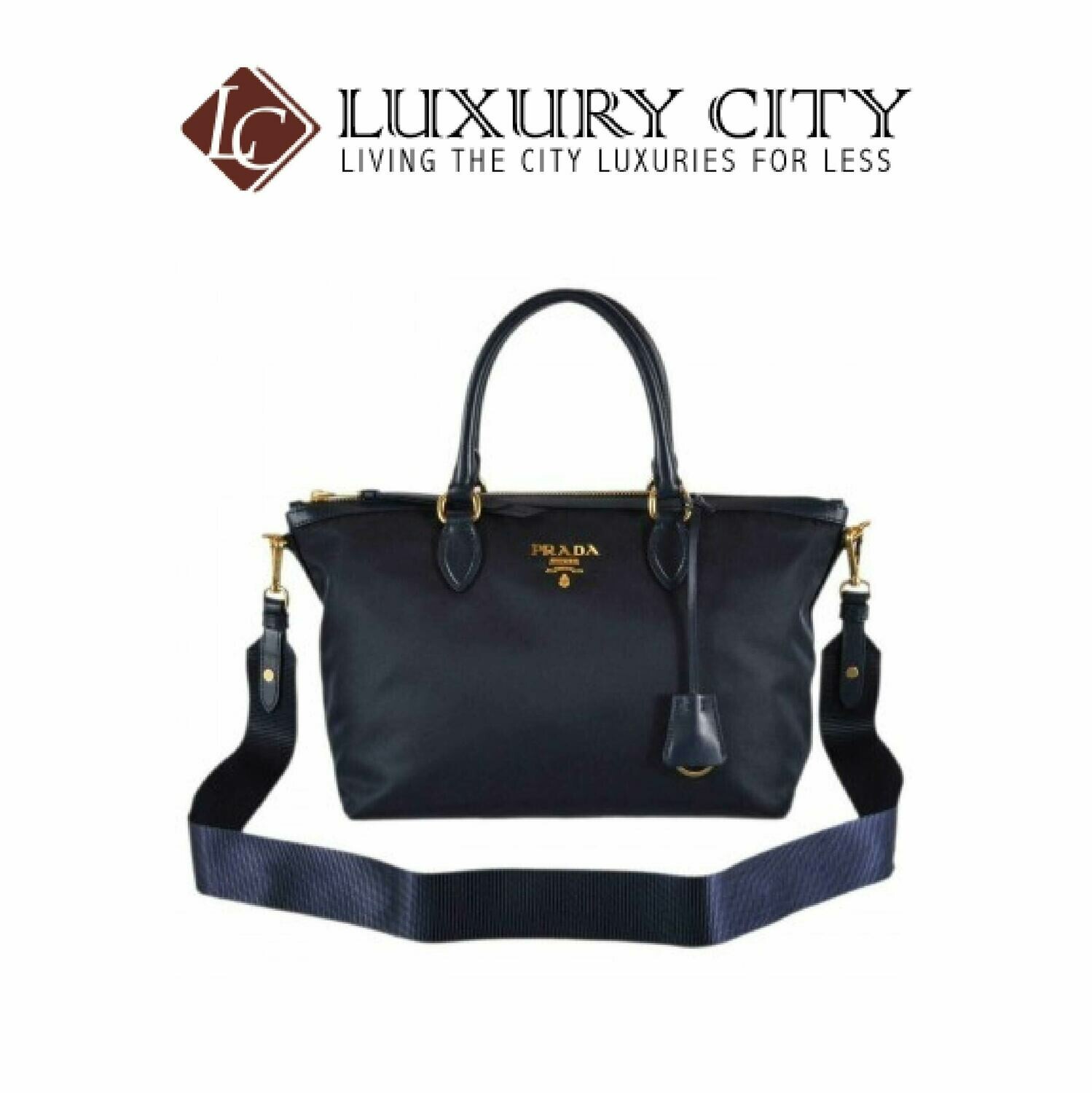 [Luxury City] Prada Borsa A Mano Nylon 2-Way Zip Purse Handbag Bag Blue Prada-1BA104