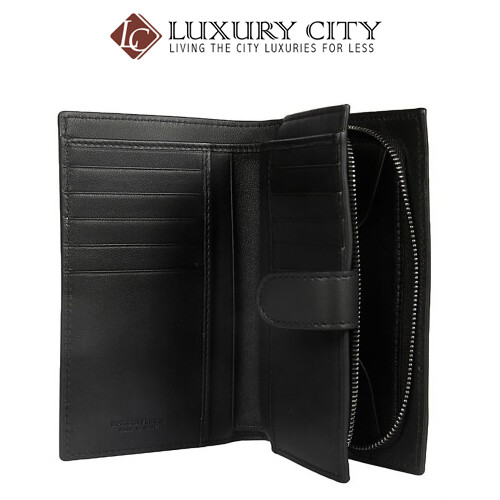 [Luxury City] Bottega Veneta French Wallet Black Bottega-121060