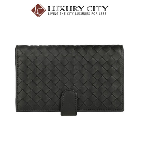 [Luxury City] Bottega Veneta French Wallet Black Bottega-121060