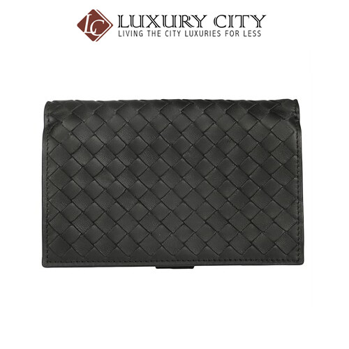 [Luxury City] Bottega Veneta French Wallet Black Bottega-121060