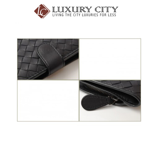 [Luxury City] Bottega Veneta French Wallet Black Bottega-121060