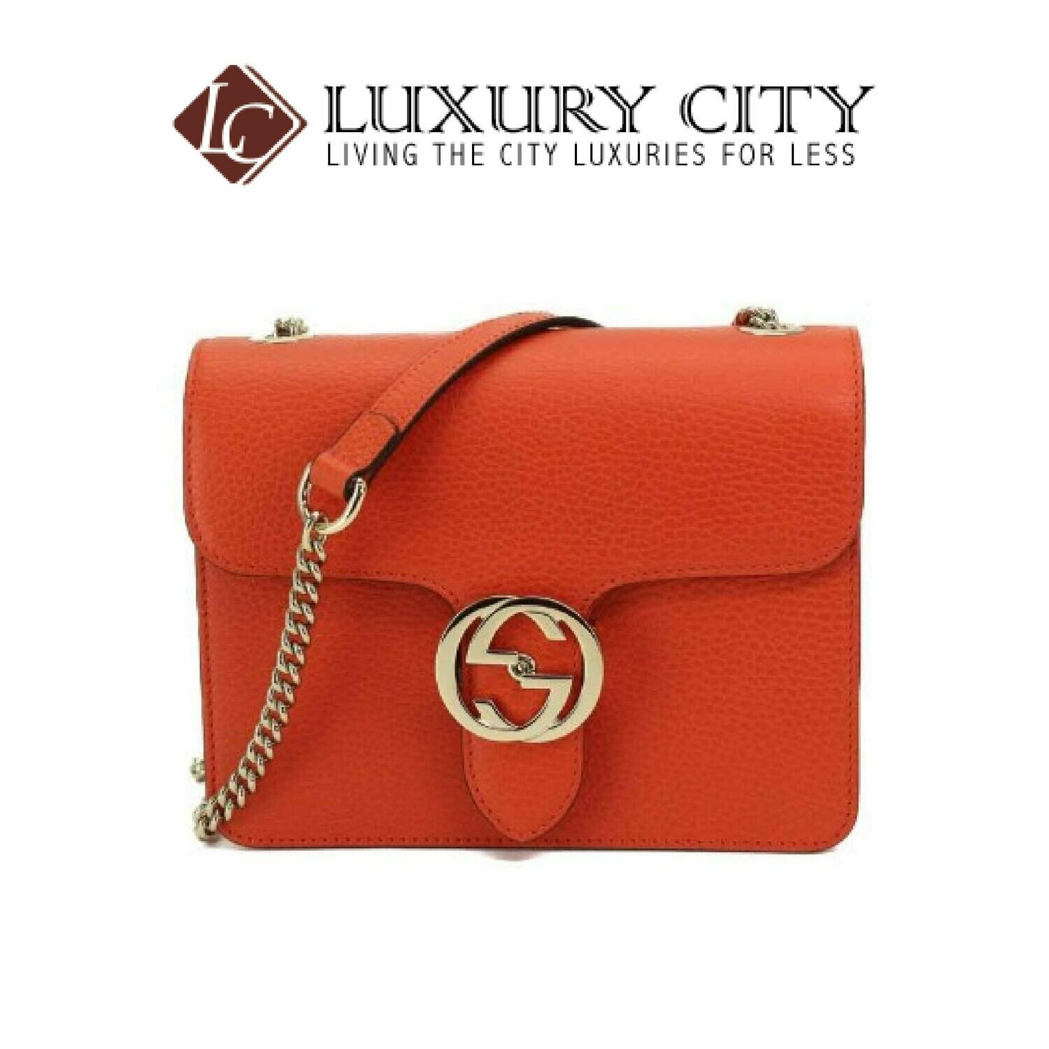 [Luxury City] Gucci Interlocking G Chain Shoulder Bag Leather Orange Gucci- 510304