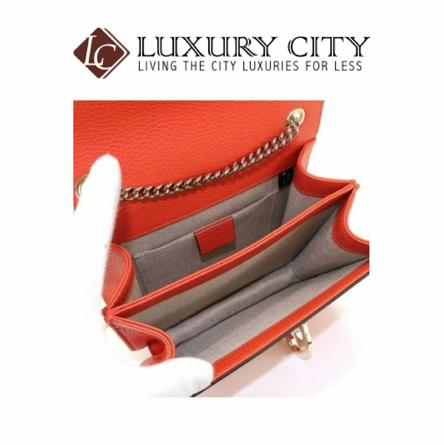 [Luxury City] Gucci Interlocking G Chain Shoulder Bag Leather Orange Gucci- 510304