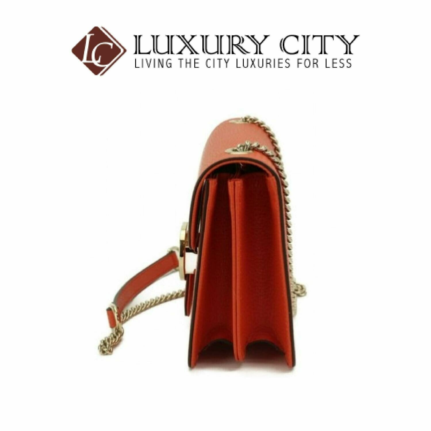 [Luxury City] Gucci Interlocking G Chain Shoulder Bag Leather Orange Gucci- 510304