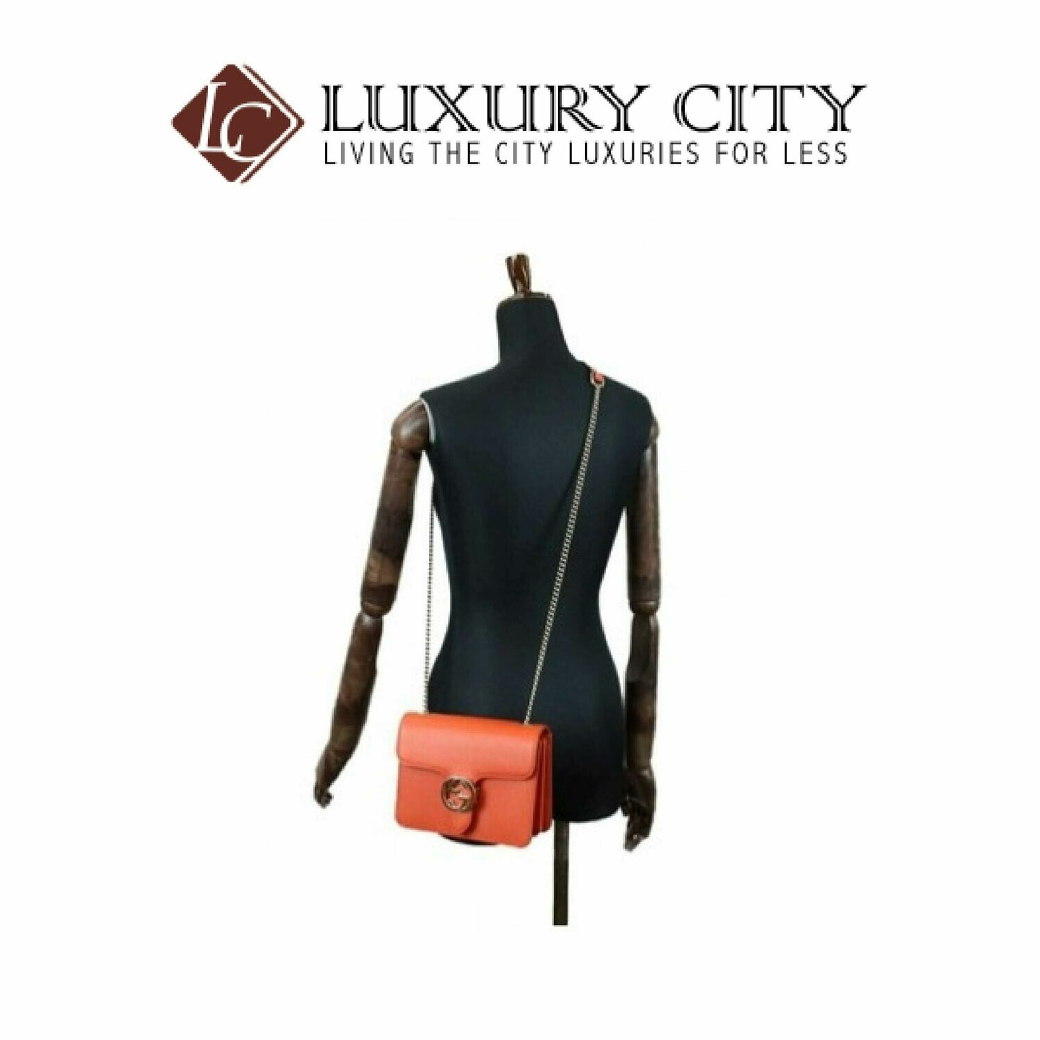[Luxury City] Gucci Interlocking G Chain Shoulder Bag Leather Orange Gucci- 510304