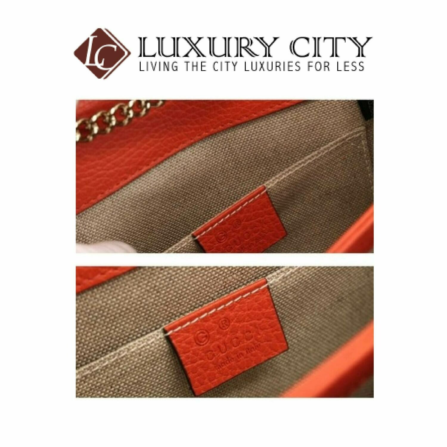 [Luxury City] Gucci Interlocking G Chain Shoulder Bag Leather Orange Gucci- 510304