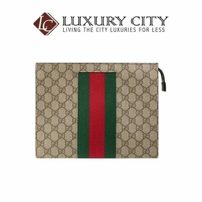 [Luxury City] Gucci GG Supreme Web Pouch Light Brown/Sand Gucci- 475316