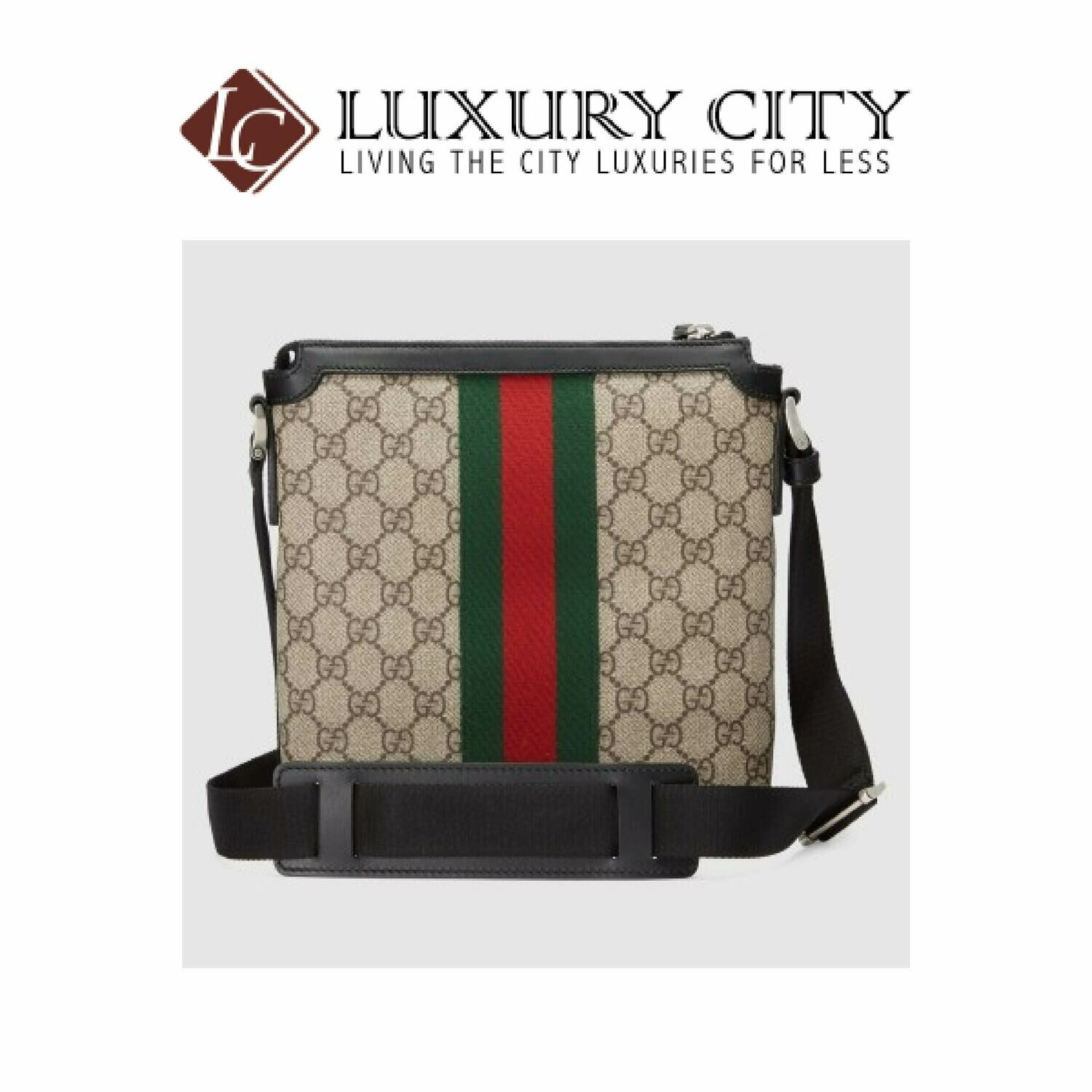[Luxury City] Gucci Web GG Supreme Flat Messenger Light Brown/Sand Gucci- 471454
