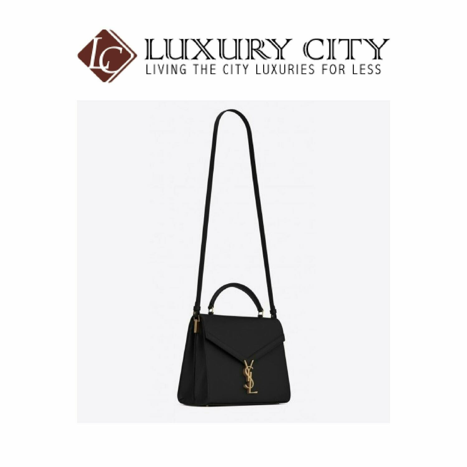[Luxury City] Saint Laurent Cassandra Top Handle Medium Bag In Grain De Poudre Embossed Leather Black YSL- 578000