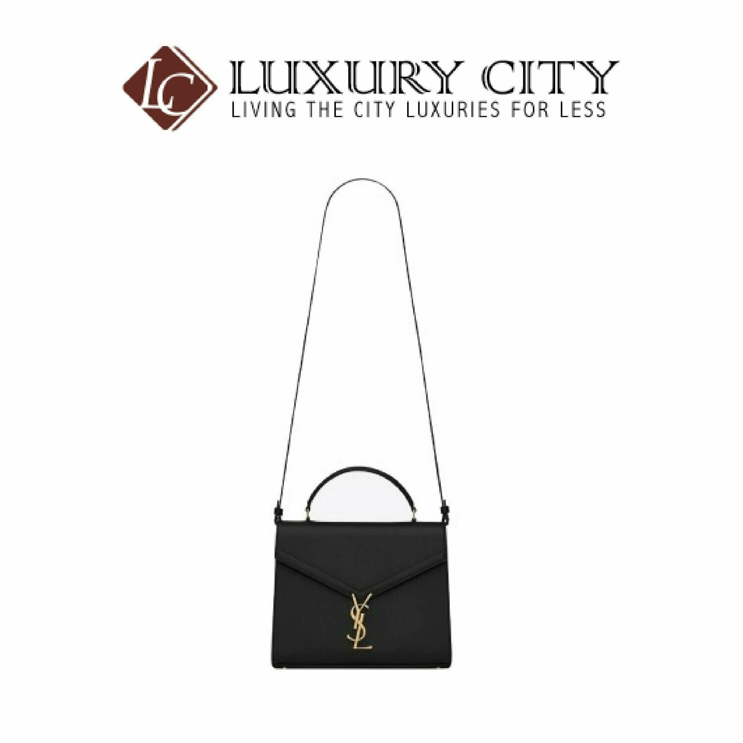 [Luxury City] Saint Laurent Cassandra Top Handle Medium Bag In Grain De Poudre Embossed Leather Black YSL- 578000