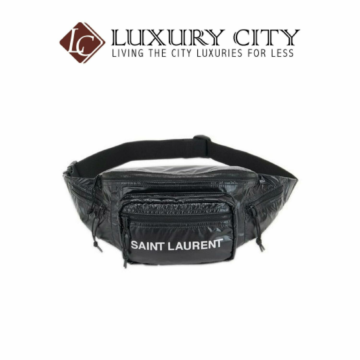 [Luxury City] Saint Laurent Nuxx Body Bag In Nylon With A Saint Laurent Print Black YSL- 581375