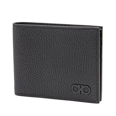 [Luxury City] Ferragamo Gancini Bifold International Wallet Black Ferragamo-66A072