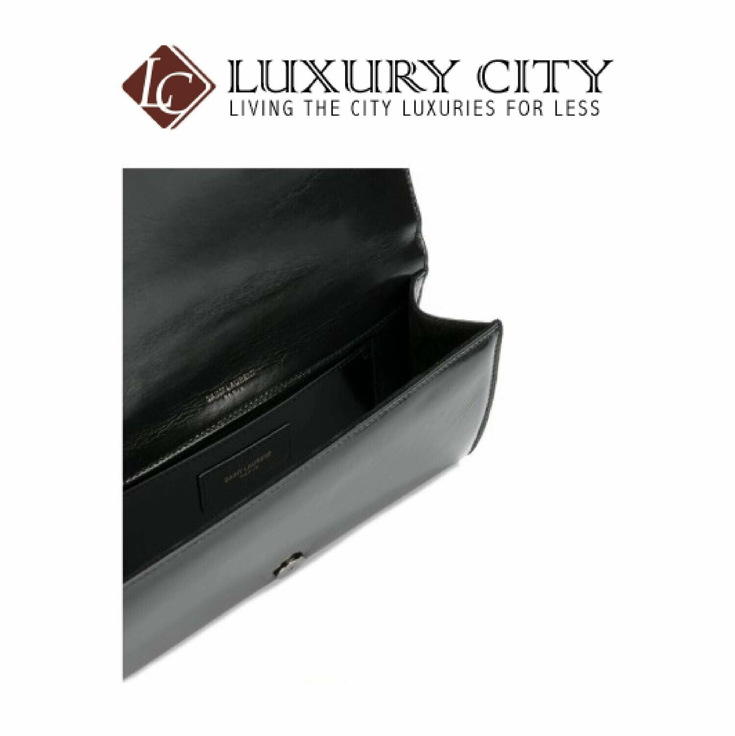 [Luxury City] Saint Laurent Clutch Bag Smoking Clutch YSL Logo Metal Plate Black YSL- 481787